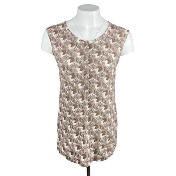 NWT KATE QUINN Forest Pine Print Half Button Up Short Sleeve Top Sz Large - Picture 1 of 6